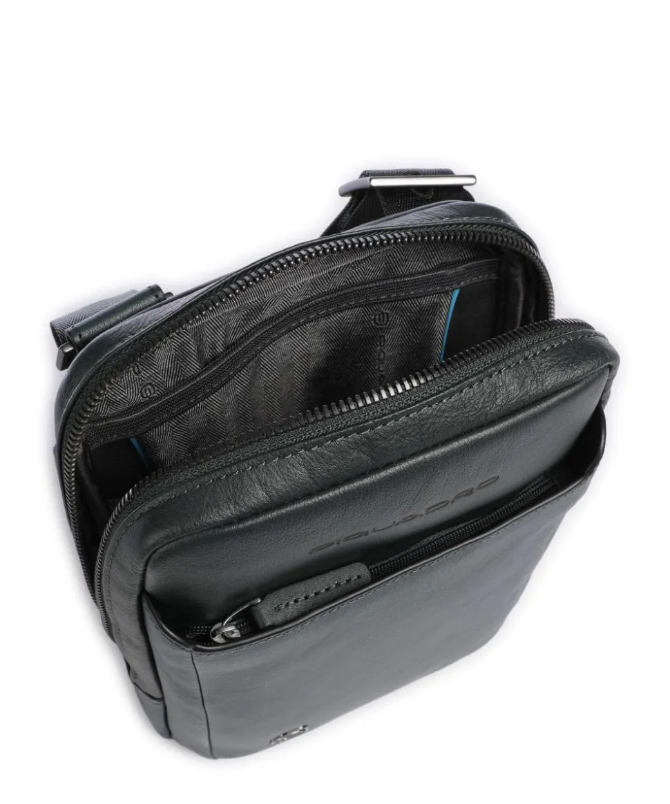 Black Square Umhängetasche genarbtes Rindsleder dunkelgrün