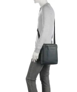 Black Square Umhängetasche genarbtes Leder dunkelgrün