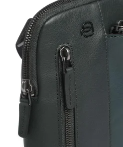 Black Square Umhängetasche genarbtes Leder dunkelgrün