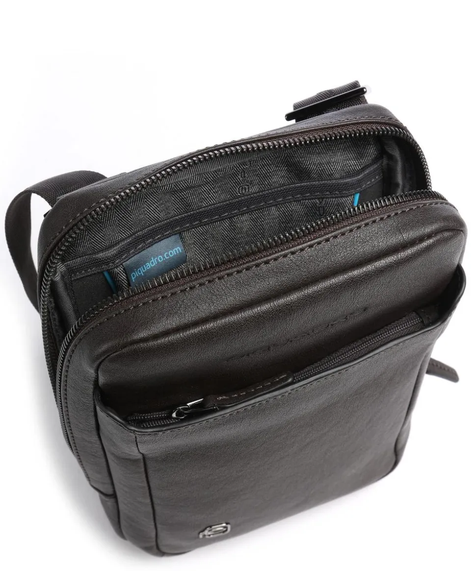 Black Square Umhängetasche genarbtes Rindsleder dunkelbraun