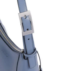 Black Tie Schultertasche glattes Rindsleder blaugrau