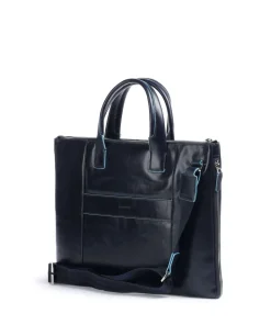 Blue Square Aktentasche 15″ glattes Leder dunkelblau