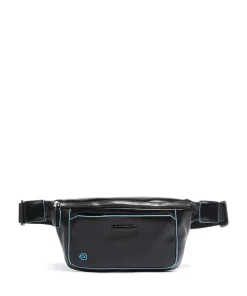 Blue Square Gürteltasche genarbtes Rindsleder schwarz