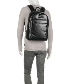 Blue Square Laptop-Rucksack 13″ genarbtes Rindsleder schwarz