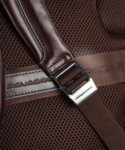 Blue Square Laptop-Rucksack 13″ genarbtes Rindsleder mahagoni