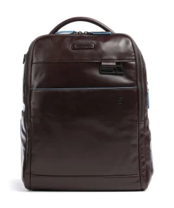 Blue Square Revamp RFID Laptop-Rucksack 14″ fein genarbtes Rindsleder dunkelbraun