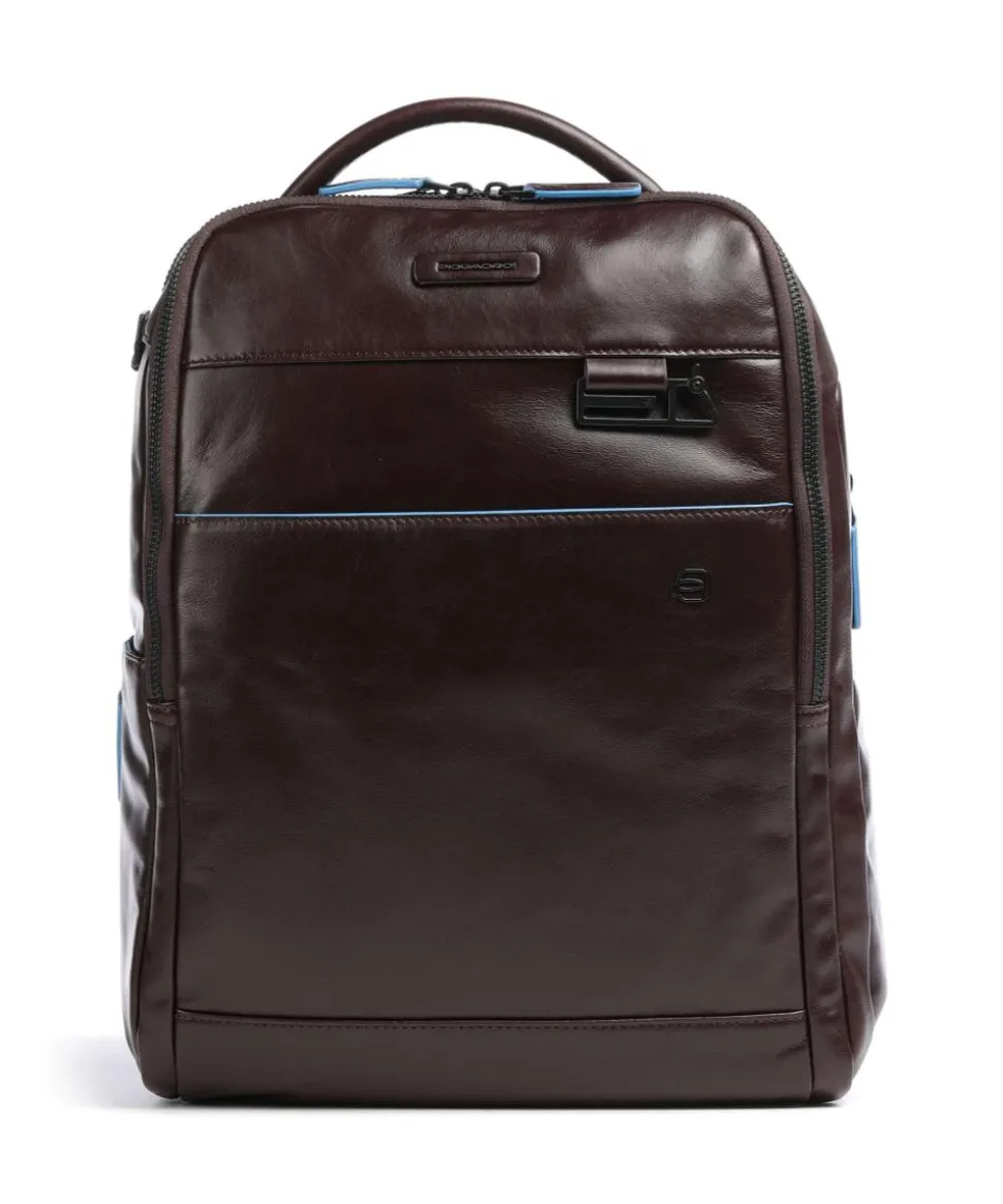 Blue Square Revamp RFID Laptop-Rucksack 14″ fein genarbtes Rindsleder dunkelbraun