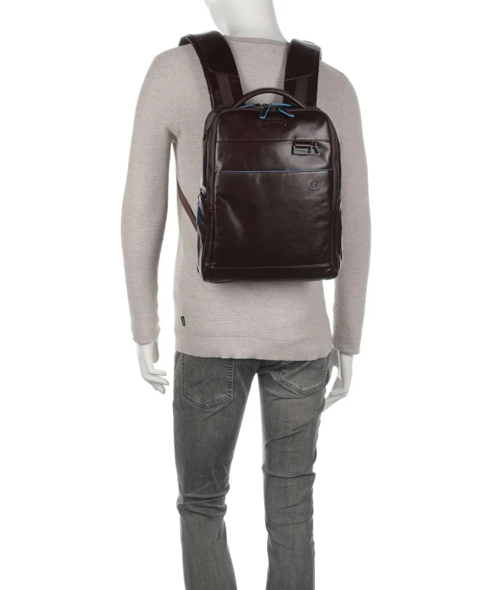 Blue Square Revamp RFID Laptop-Rucksack 14″ fein genarbtes Rindsleder dunkelbraun
