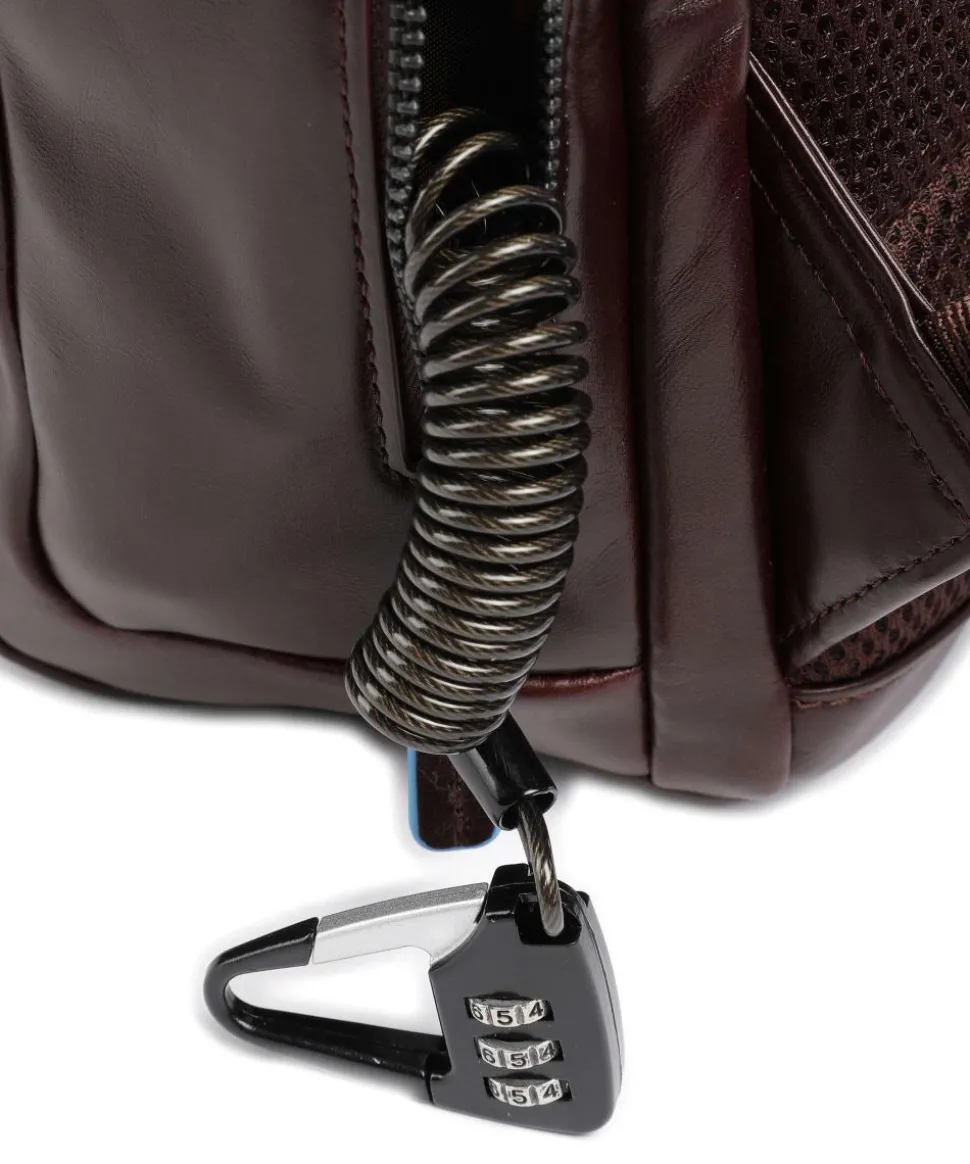 Blue Square Revamp RFID Laptop-Rucksack 14″ fein genarbtes Rindsleder dunkelbraun