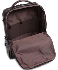 Blue Square Revamp RFID Laptop-Rucksack 14″ fein genarbtes Rindsleder dunkelbraun