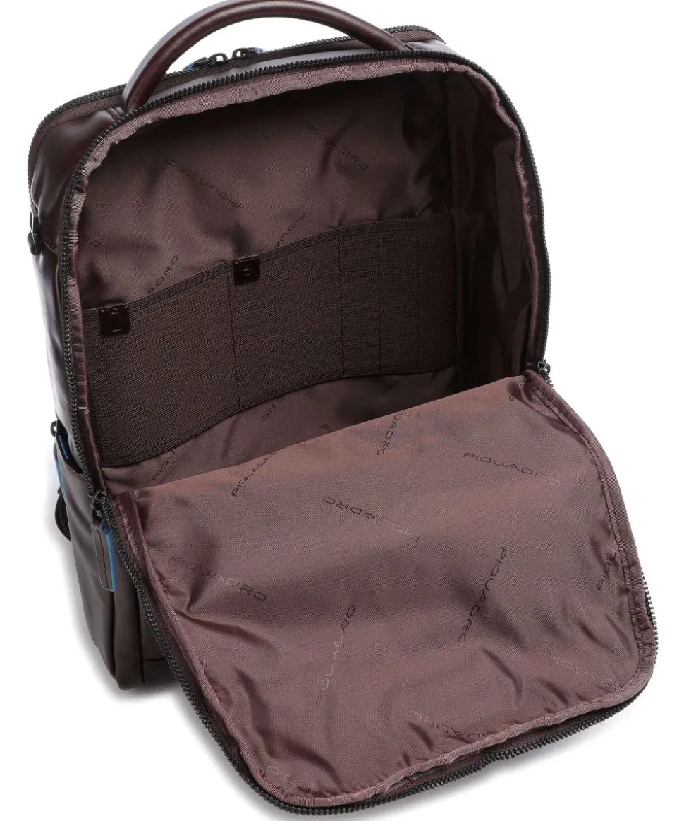 Blue Square Revamp RFID Laptop-Rucksack 14″ fein genarbtes Rindsleder dunkelbraun