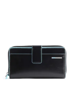 Blue Square RFID Geldbörse glattes Rindsleder schwarz
