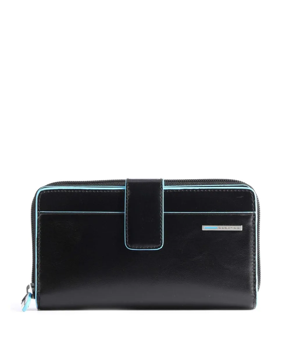 Blue Square RFID Geldbörse glattes Rindsleder schwarz