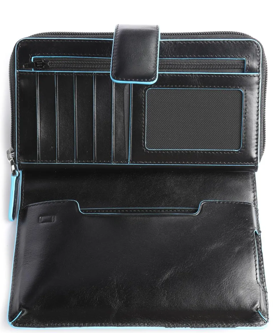 Blue Square RFID Geldbörse glattes Rindsleder schwarz