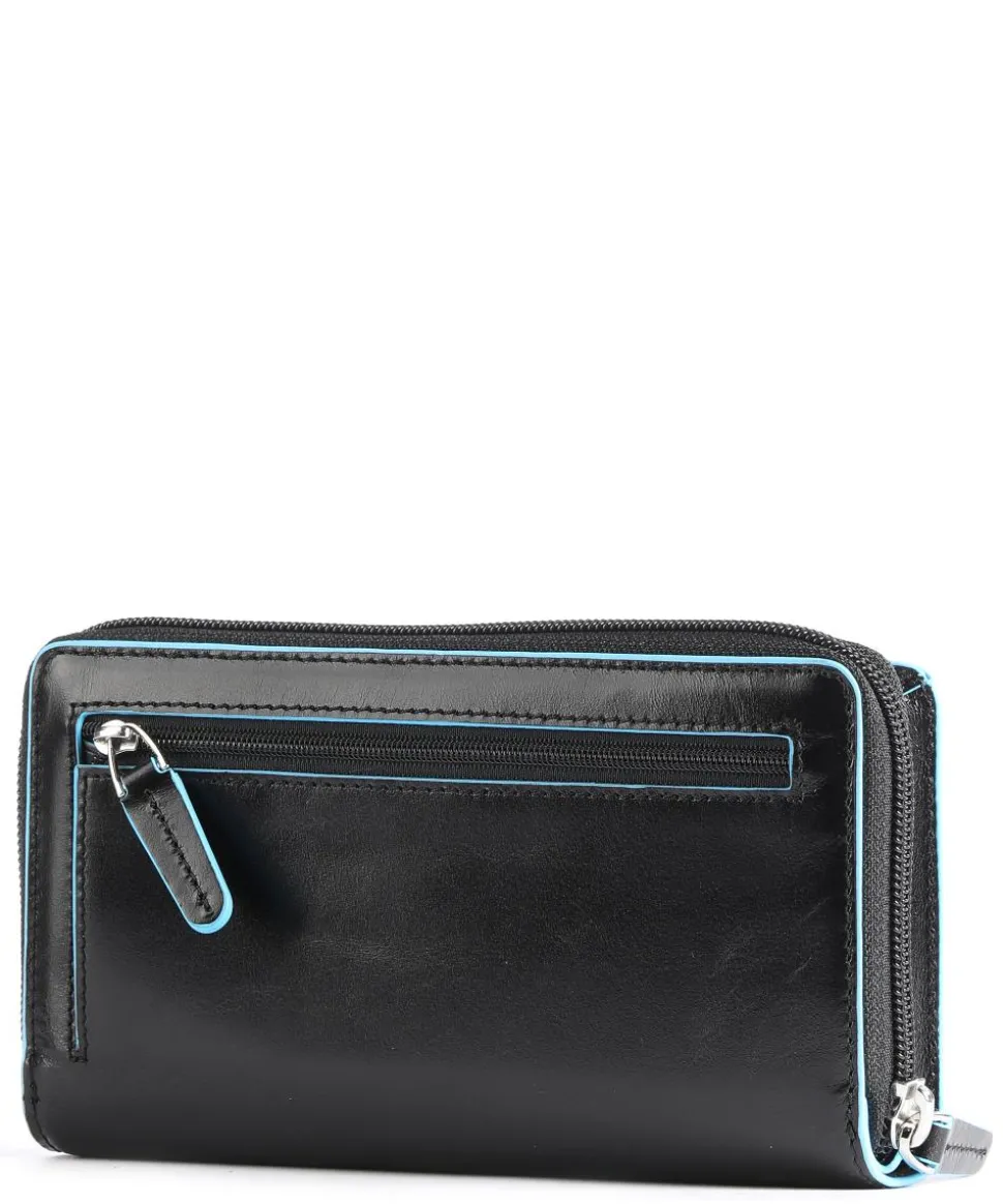 Blue Square RFID Geldbörse glattes Rindsleder schwarz