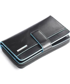 Blue Square RFID Geldbörse glattes Rindsleder schwarz