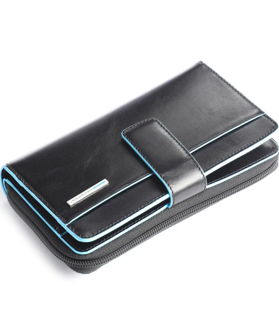 Blue Square RFID Geldbörse glattes Rindsleder schwarz
