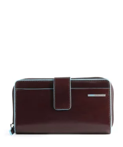 Blue Square RFID Geldbörse glattes Rindsleder mahagoni
