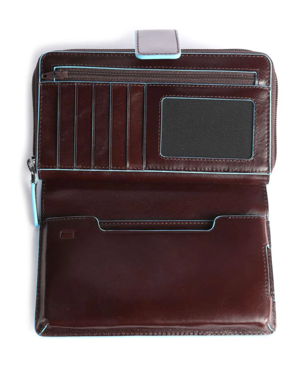Blue Square RFID Geldbörse glattes Rindsleder mahagoni
