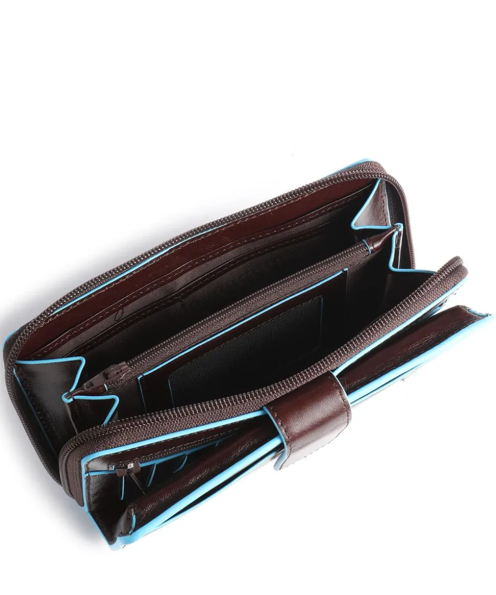 Blue Square RFID Geldbörse glattes Rindsleder mahagoni