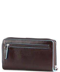 Blue Square RFID Geldbörse glattes Rindsleder mahagoni