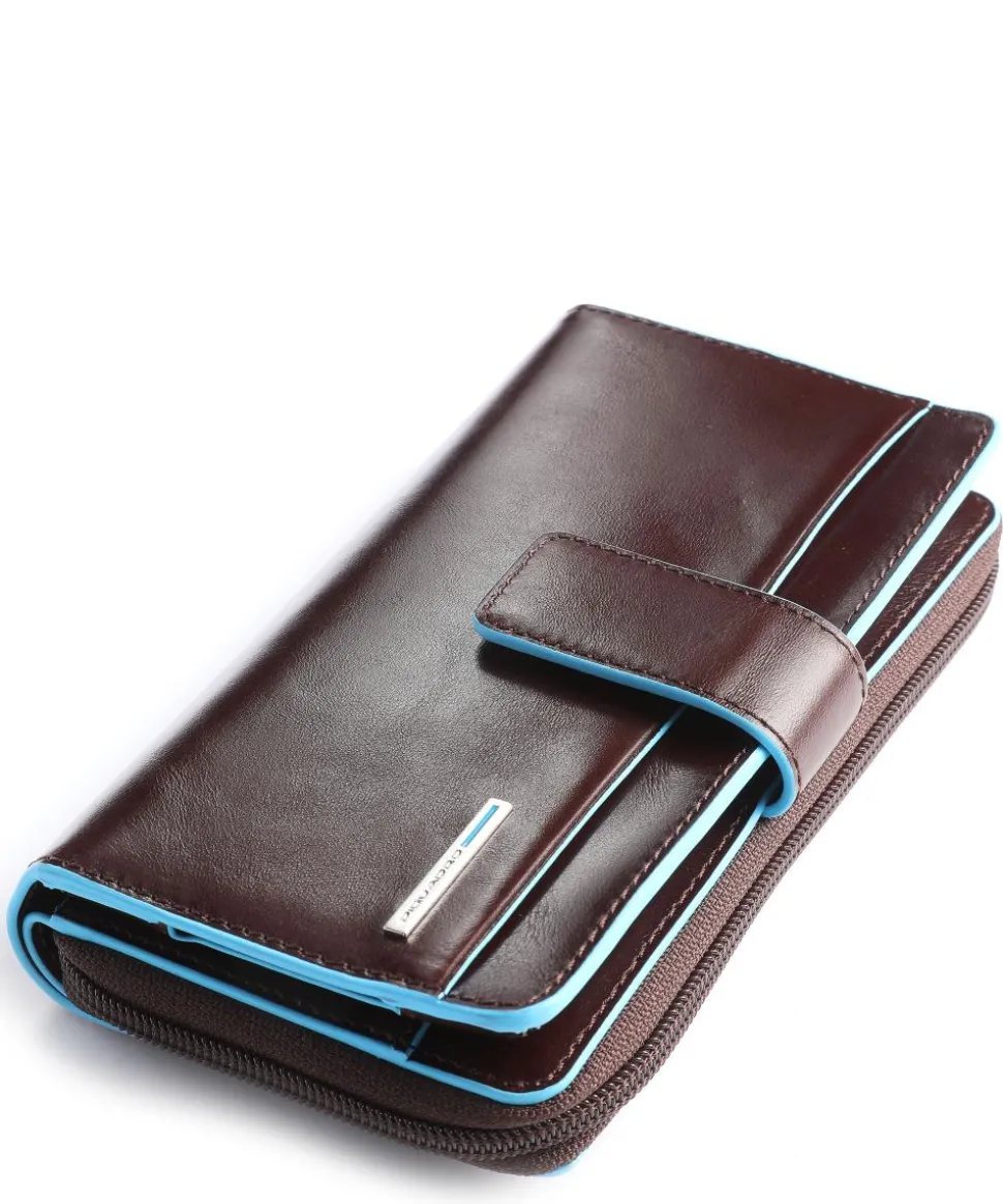 Blue Square RFID Geldbörse glattes Rindsleder mahagoni