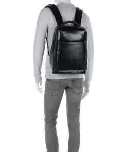 Blue Square Rucksack 15″ fein genarbtes Rindsleder schwarz