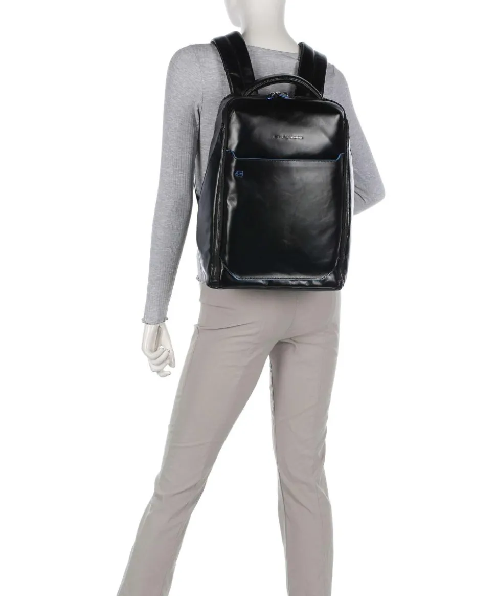 Blue Square Rucksack 15″ fein genarbtes Rindsleder schwarz
