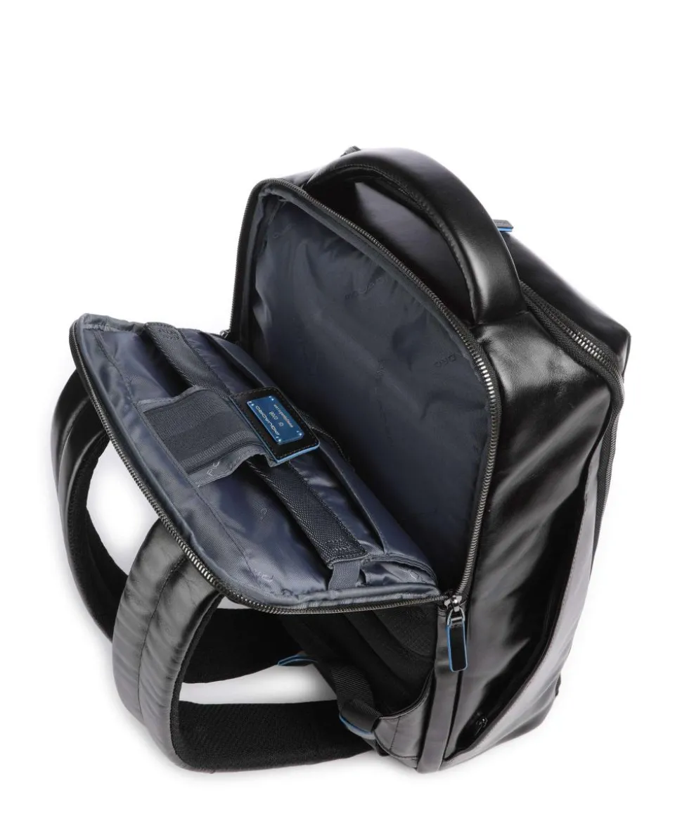 Blue Square Rucksack 15″ fein genarbtes Rindsleder schwarz