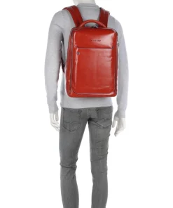 Blue Square Rucksack 15″ fein genarbtes Rindsleder orange