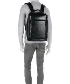 Blue Square Rucksack 15″ fein genarbtes Rindsleder schwarz