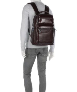 Blue Square Rucksack 15″ fein genarbtes Rindsleder dunkelbraun