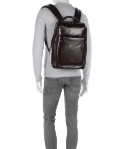 Blue Square Rucksack 15″ fein genarbtes Rindsleder dunkelbraun