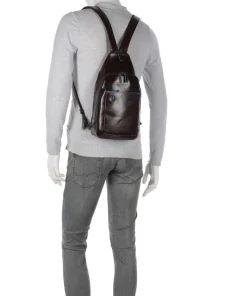 Blue Square Slingbag Leder mahagoni