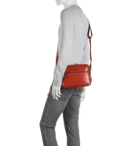 Blue Square Umhängetasche fein genarbtes Rindsleder rotbraun