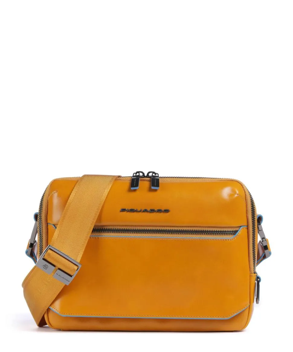 Blue Square Umhängetasche fein genarbtes Rindsleder senfgelb