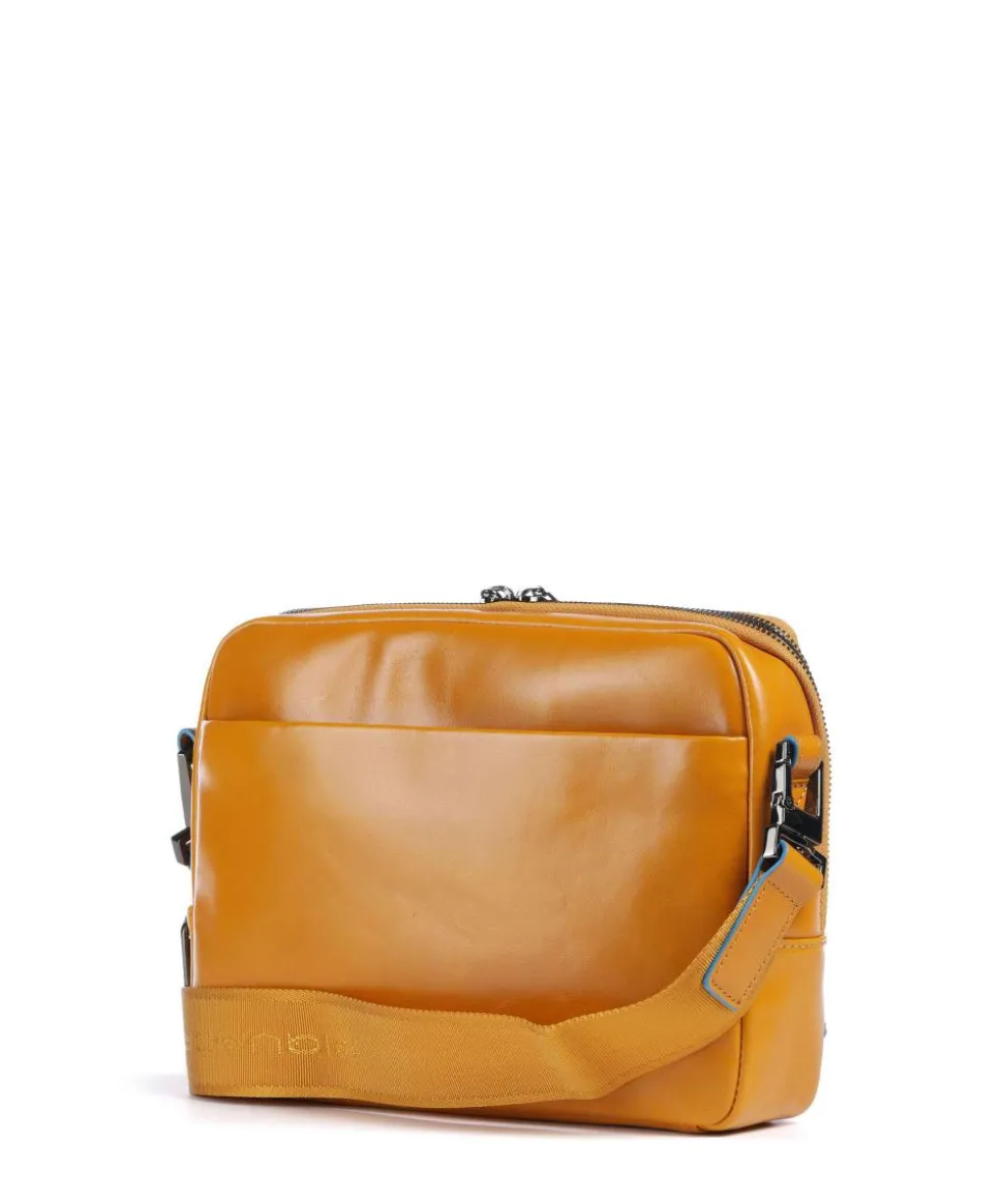 Blue Square Umhängetasche fein genarbtes Rindsleder senfgelb