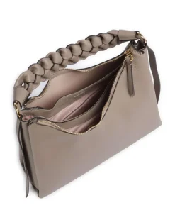 Boheme Grana Double Beuteltasche genarbtes Leder taupe