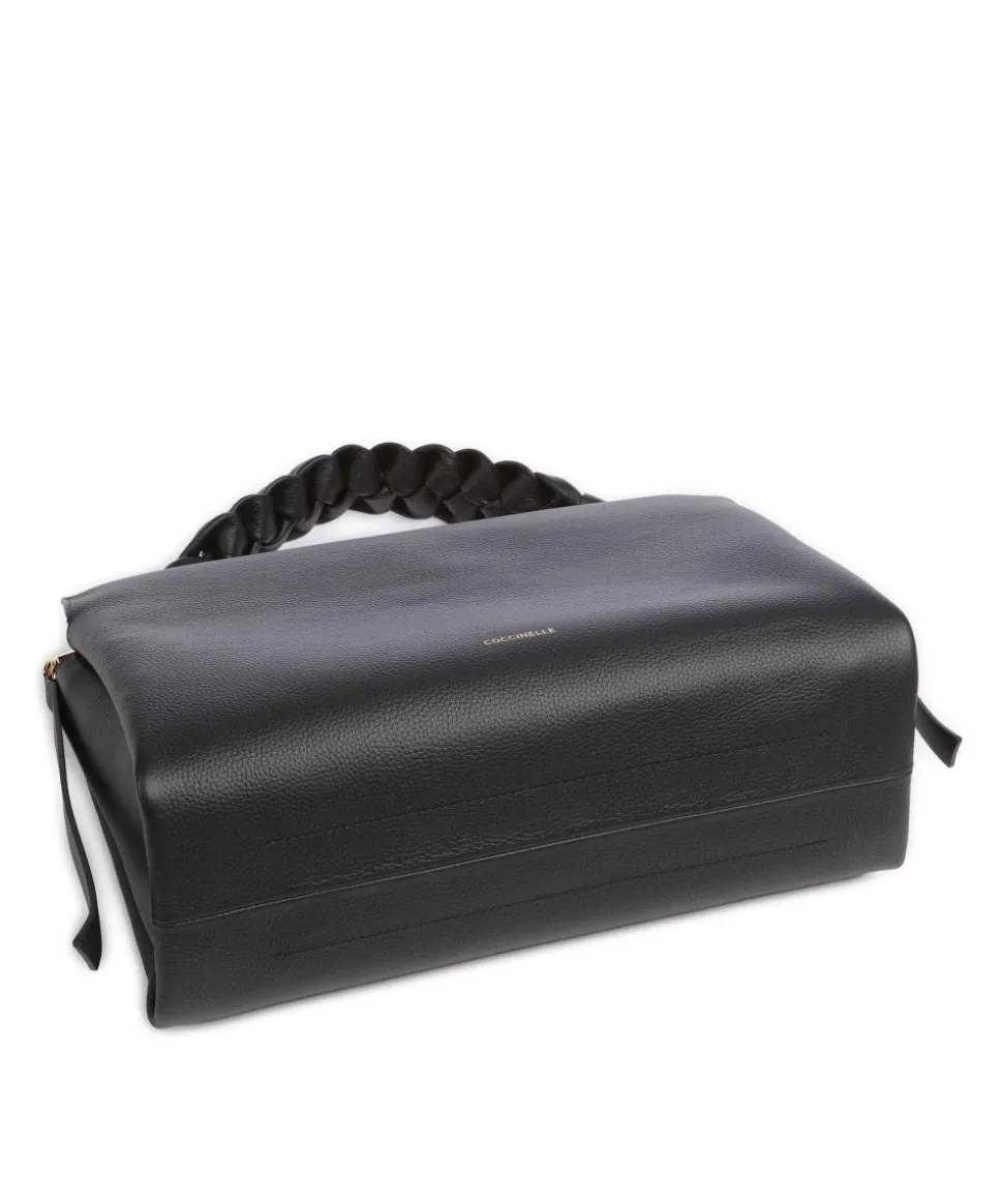 Boheme Grana Double Handtasche genarbtes Rindsleder schwarz