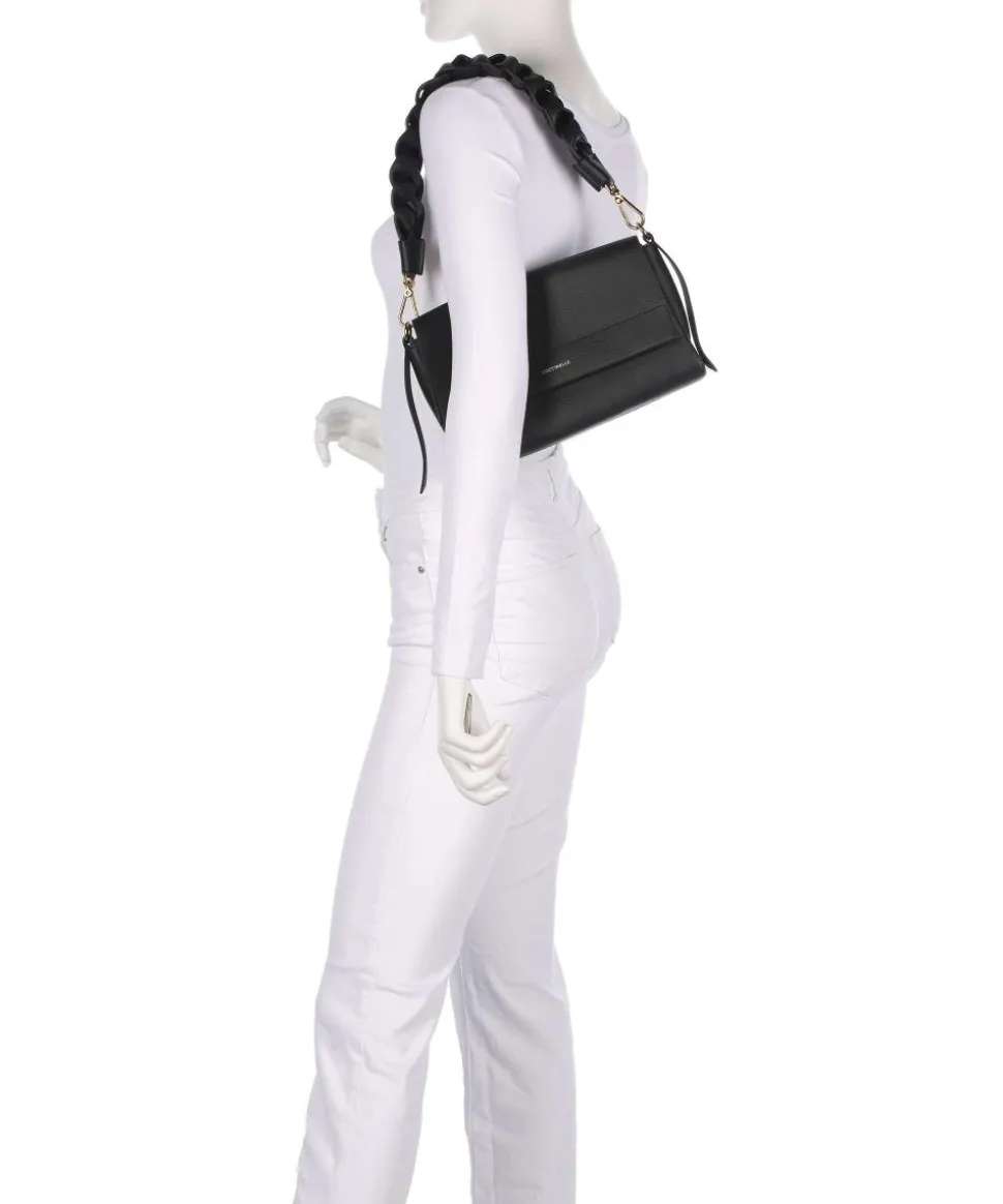 Boheme Grana Double Schultertasche genarbtes Rindsleder schwarz