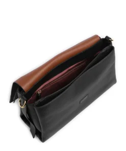 Boheme Grana Double Schultertasche genarbtes Rindsleder schwarz