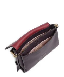 Boheme Grana Double Schultertasche genarbtes Rindsleder pflaume