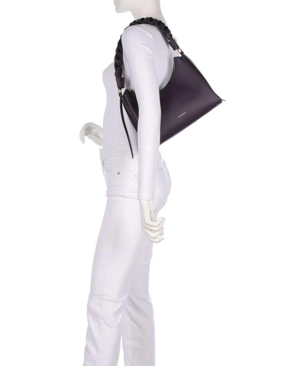 Boheme Grana Double Schultertasche genarbtes Leder pflaume