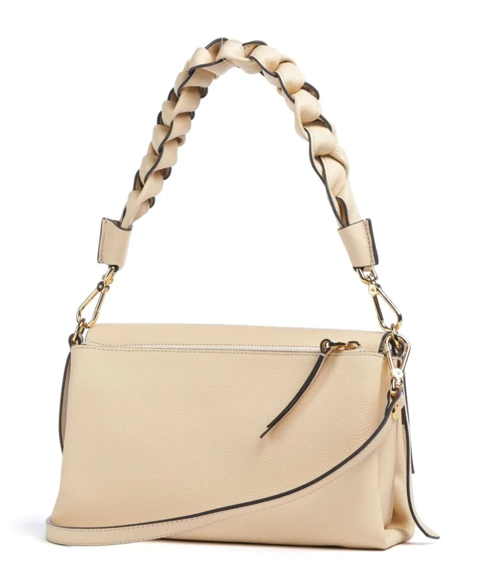 Boheme Grana Double Schultertasche genarbtes Rindsleder natur