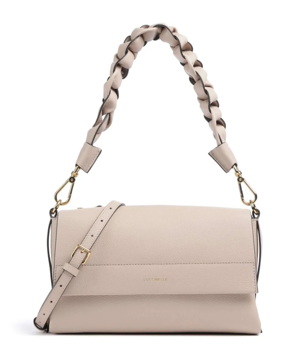Boheme Grana Double Schultertasche genarbtes Rindsleder beige