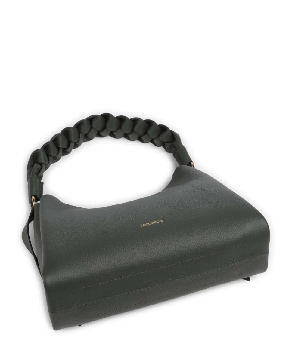 Boheme Grana Double Schultertasche genarbtes Leder dunkelgrün