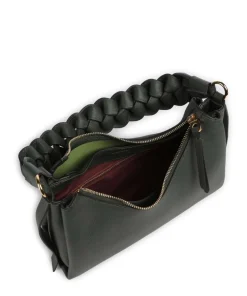 Boheme Grana Double Schultertasche genarbtes Leder dunkelgrün