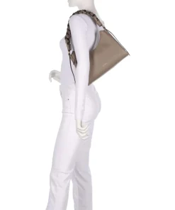 Boheme Grana Double Schultertasche genarbtes Leder taupe