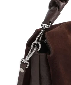Boheme Suede Beuteltasche aufgerautes Rindsleder dunkelbraun