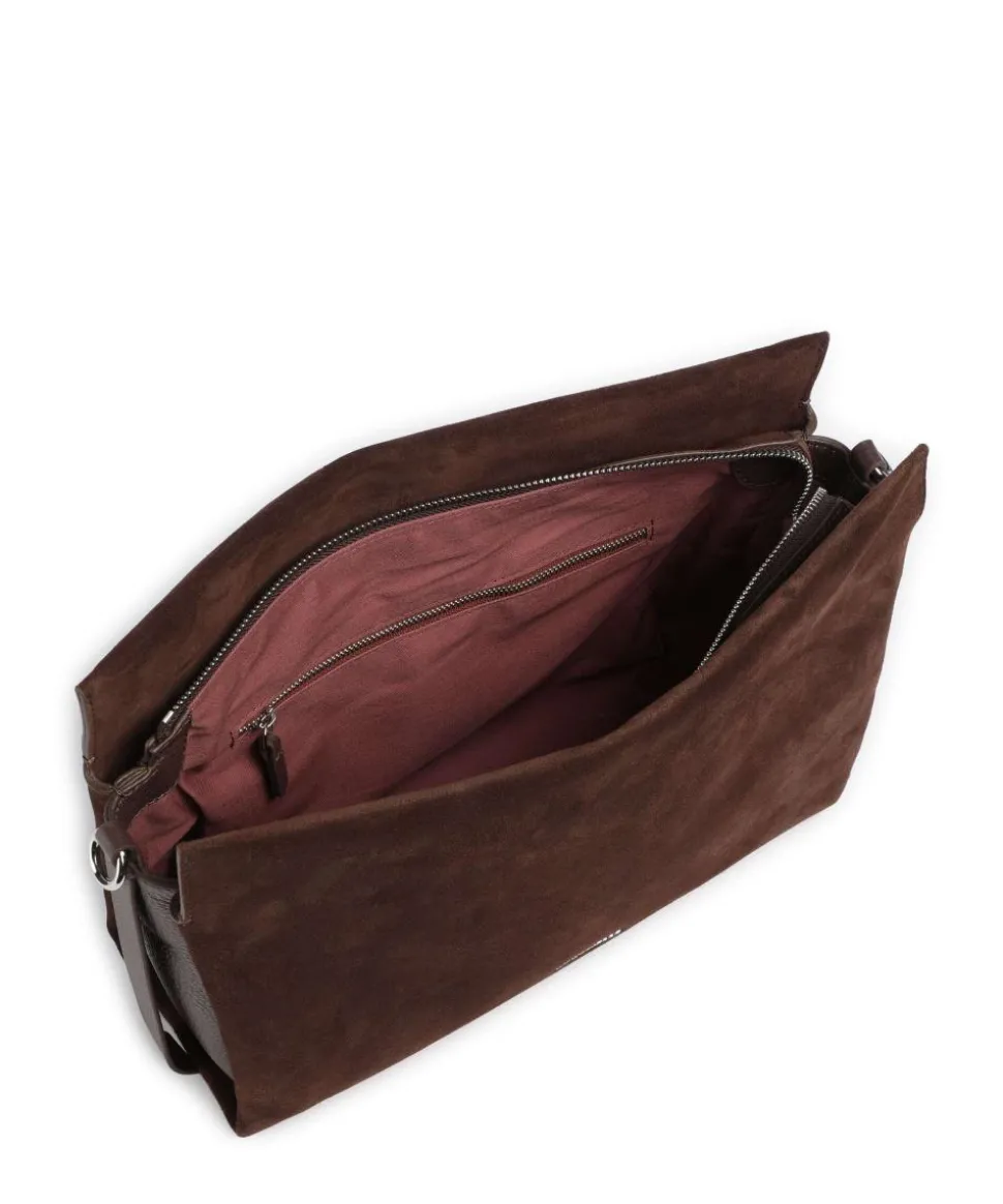 Boheme Suede Beuteltasche aufgerautes Rindsleder dunkelbraun